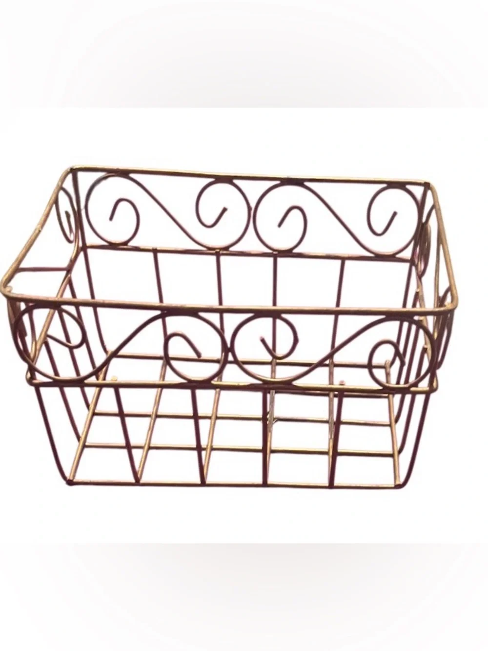 Gold Wire Storage Basket, Metal Gold Storage Basket and Greenery Brand New